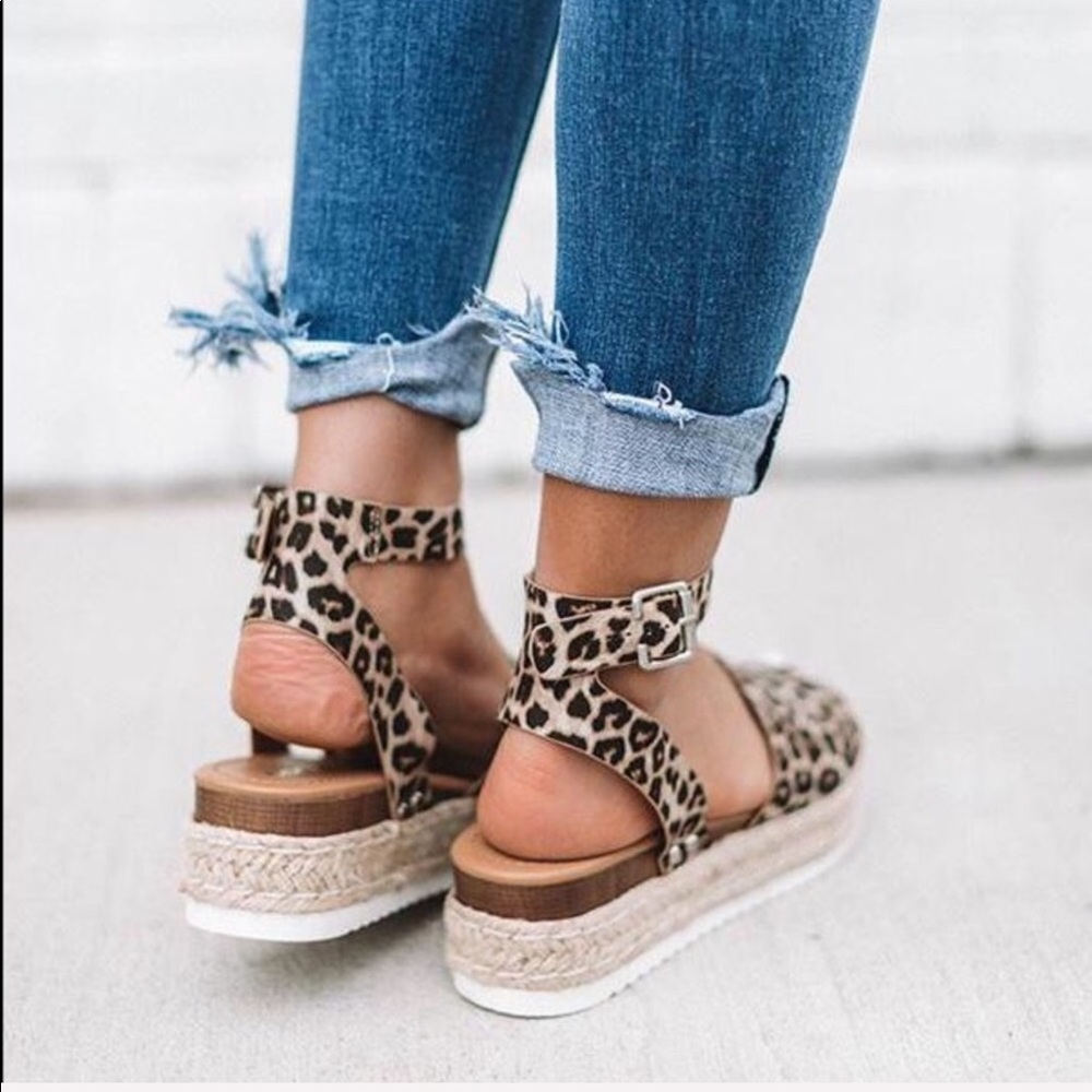 “Emilia”leopard Faux leather Espadrilles platforms - Picture 7 of 8